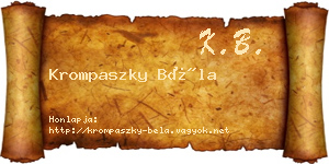 Krompaszky Béla névjegykártya